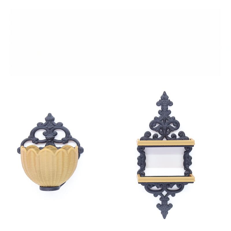 1Pcs 1 12 Dollhouse Wall Mounted Storage Shelf with Flower Basket Display for Modern Mini Simulation