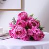 Faux Peony Bouquet 13 Heads Flowers Bud Vintage Artificial Peony 47cm Silk Flowers for Wedding Home Decoration,1pc