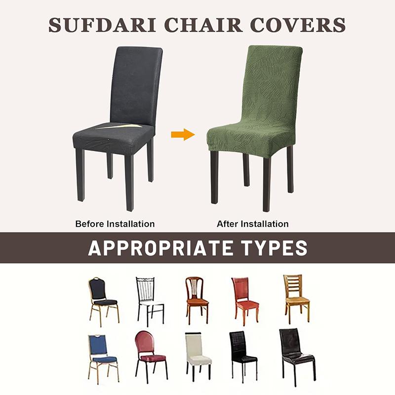 1/2pcs Dining Room Chair Covers Stretch Jacquard Chairs Cover Solid Color Seat Slipcover Removable for Home Hotel Party