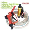 DC 12V/24V Oil Pump Refueling Gun Combination Set Electric Submersible Pump 5meter Steel Oil Hose Submersible Transfer Fuel Pump