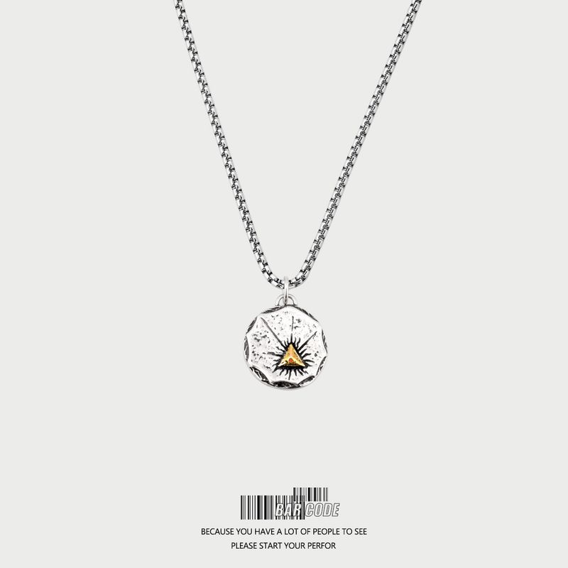 

Bar Code the Eye of the Apocalypse! Fashion Retro Necklace Men s Fashion Ins Special-Interest Design Stylish Simple Pendant Women Eye of Revelation-Square Bead Chain Length 60cm