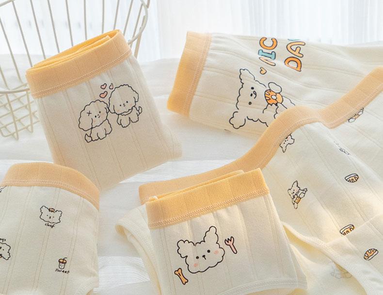 Cute A-class baby cotton antibacterial crotch mid waist women's underwear with cute little puppy