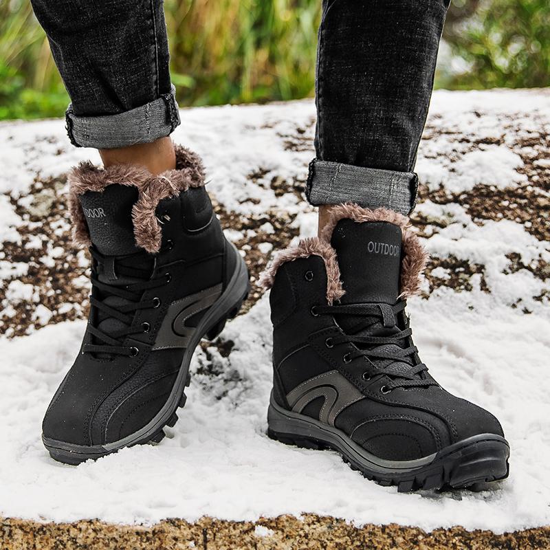 Pánské zimní boty do sněhu Teplé pánské turistické boty vysoce kvalitní kožené vysoké boty velké velikosti pánské boty outdoorové tenisky