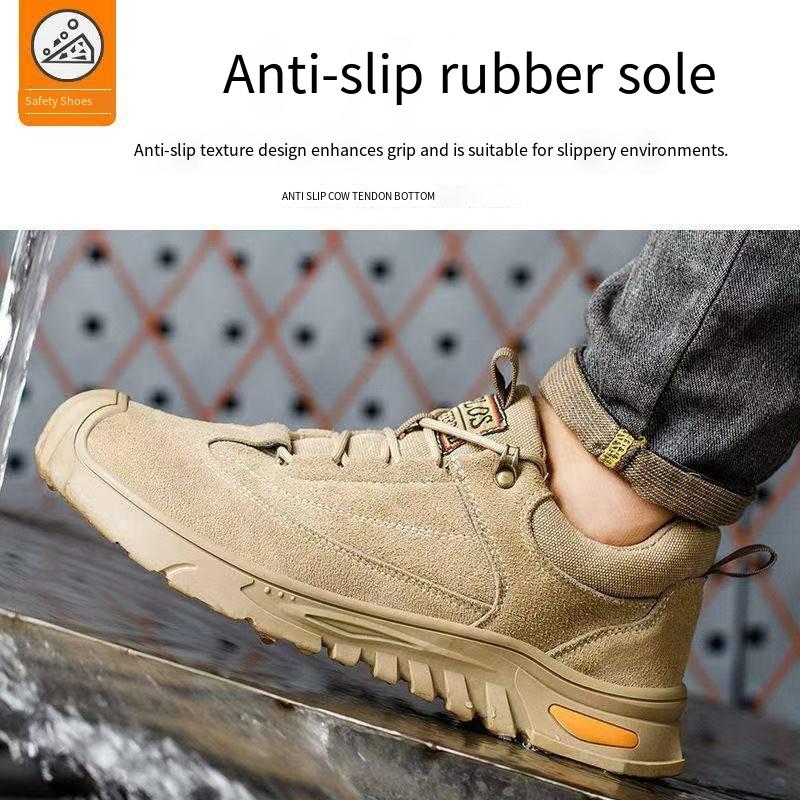 Oulylan Men's Labor Insurance Shoes Are Breathable in All Seasons Anti-smashing Anti-piercing Ladle Wear-resistant Safety Shoes
