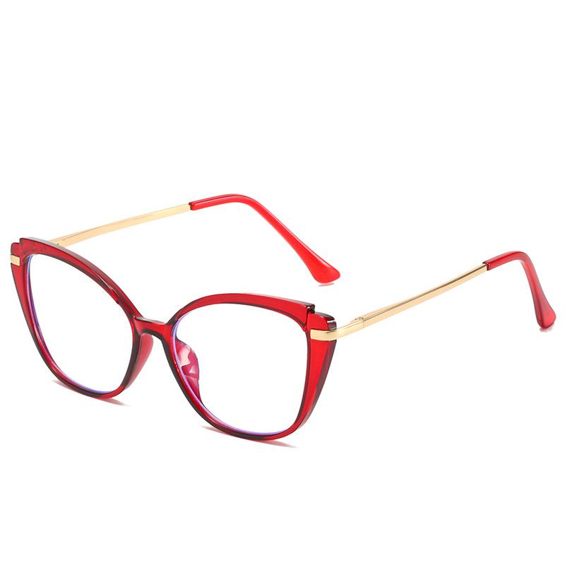 Cat Eye Flat Glasses Women'S Tr90 Spring Leg Metal Glasses Frame Anti-Blue Light Glasses