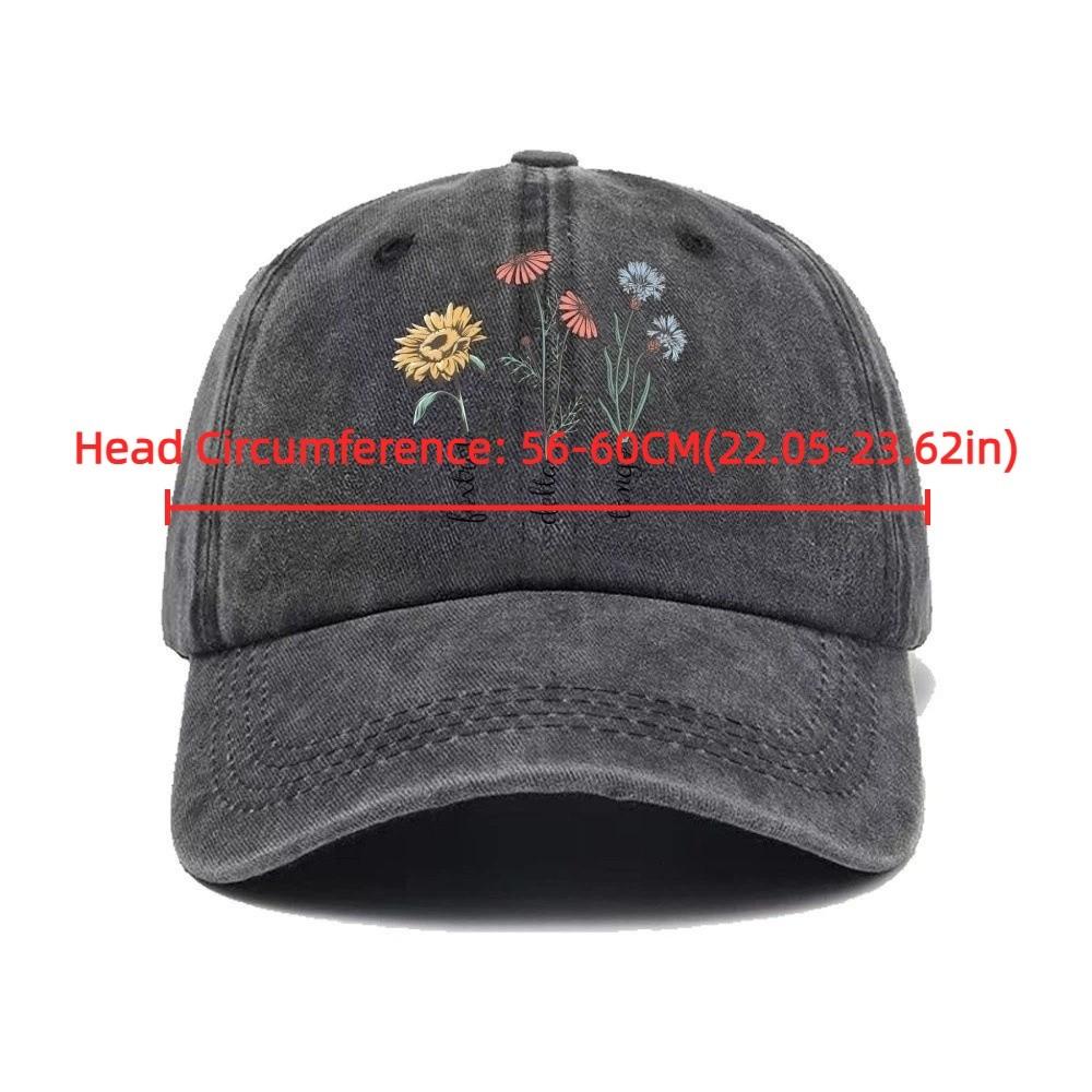 New Casual Printed Baseball Cap Vintage Washed Dad Sun Hat Sunflower Multiple Colors Snapback Cap Daily Wear
