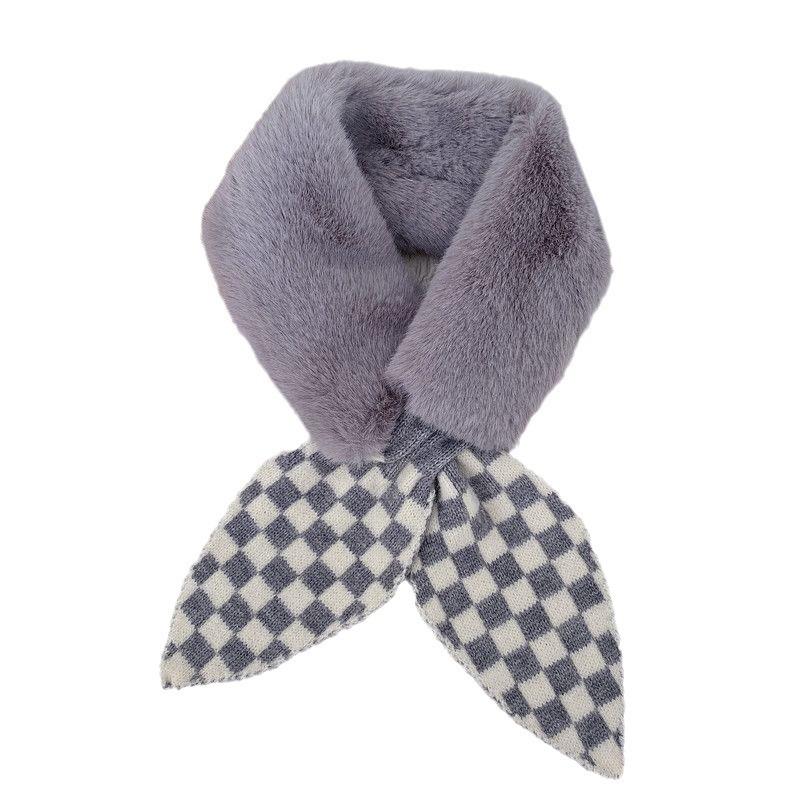 Korean Style Small Scarf for Women Winter New Fashion Neck Scarf for Women Thickened Warm Knitted Stitching Cross Neck Scarf