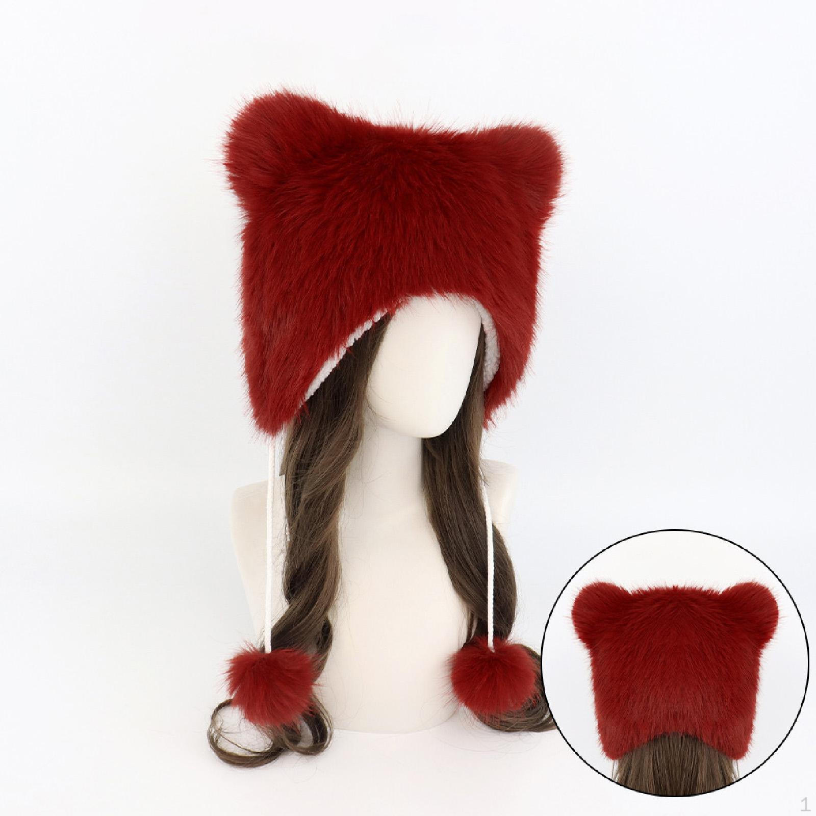 

Медвежьи уши шапка-ушанка защита ушей для кемпинга катания на лыжах фестивалей рыбалки красный