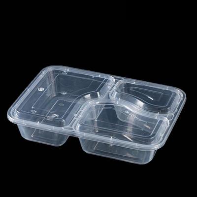 Disposable 3-Compartment Square PP Lunch Box