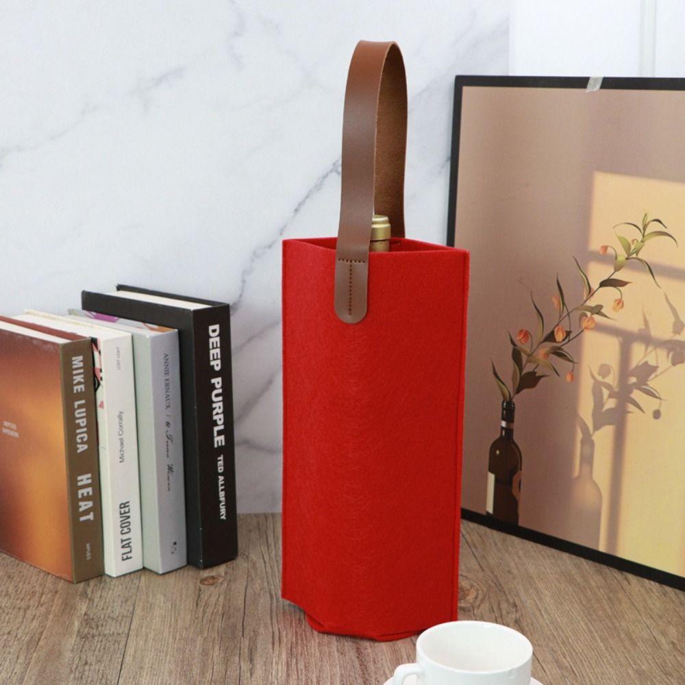 Solid Color Wine Bag Single Double Wine Carrier Bag Simple Felt Bag