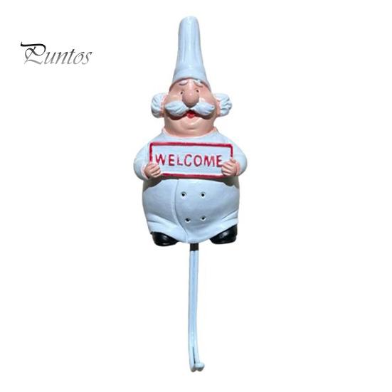 No Damage Wall Hook Cute Chef Shape Hook, Strong Resin Kitchen Punch Bearing Capacity Adhesive Backing Decorative for Home Hang Utensils Dishcloths