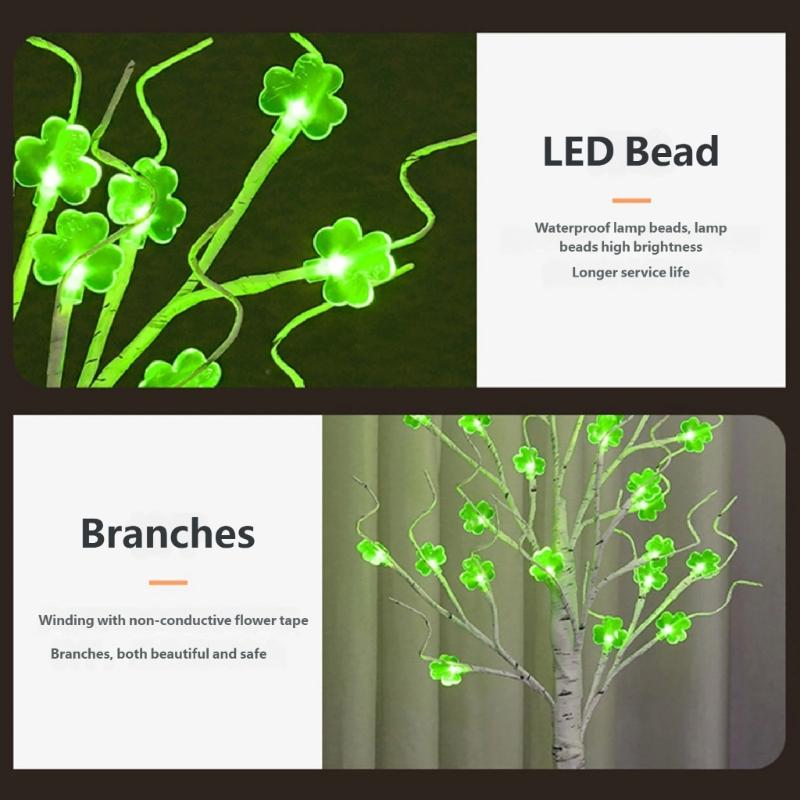 Plastic LED Shamrock Tree Decoration Light for Patrick's Festival Event Safe Design Easy Assembly Child Friendly
