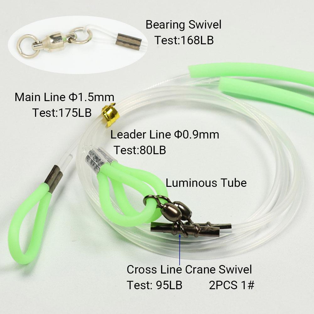 1PC Luminous Deep Sea Sabiki Rig Hapuka Grouper Cod Fishing Lure with Flasher & Tuna Circle Hook Saltwater Hand Tied Rig