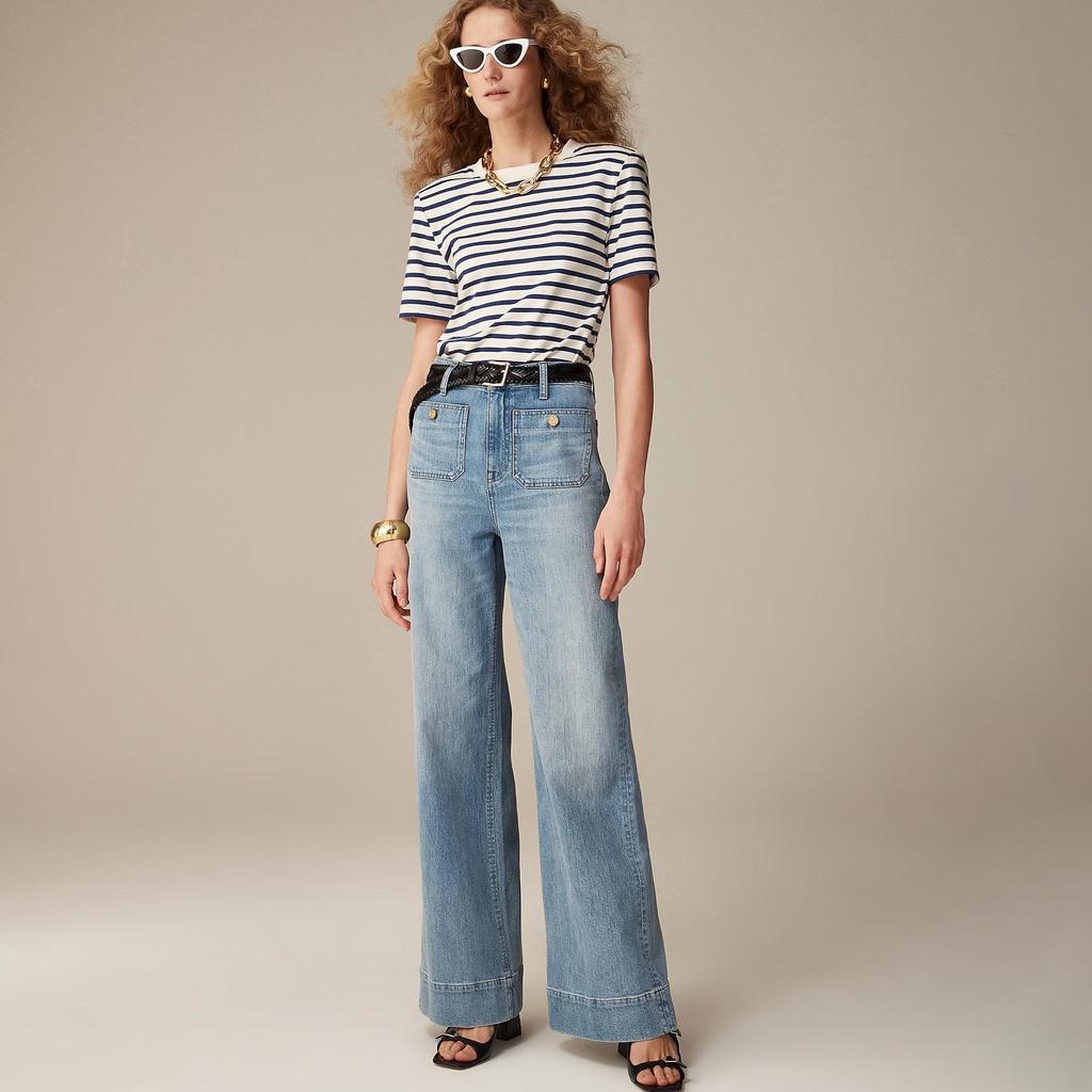 High-Waist Schlagjeans im europäischen und amerikanischen Stil