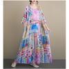 DIMANAF New 2026 Summer Beach Women Plus Size Fashion Lady Long Dress Loose Oversize Maxi Floral Print Cotton