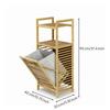 1 Piece Bathroom Shelf with Hamper Laundry Organizer Cabinet Sturdy Slatted