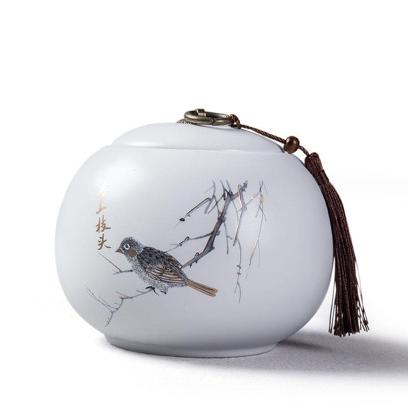Porcelain Tea Canister Big Size Sealed Storage Tea Box Jar Tea Caddy White Color Ceramic Crafts Chinese Style Teaware Home Decor