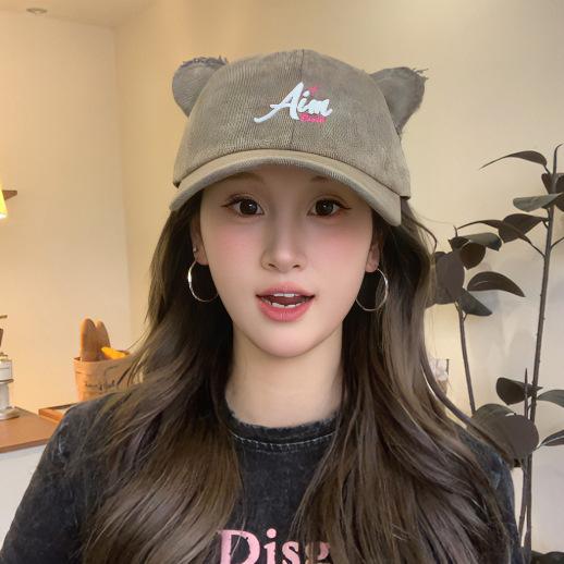 Cute Cat Ears Cap Women'S Spring And Summer Versatile Face Small Baseball Cap High Quality Hat