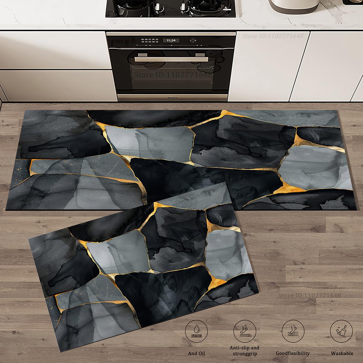 

Marble Kitchen Rug Absorbent Non-Slip Carpet Mat Washable Bathroom Entrance Bedroom Anti Fatigue Long Large Waterproof Doormat 40cmx60cm 1pc