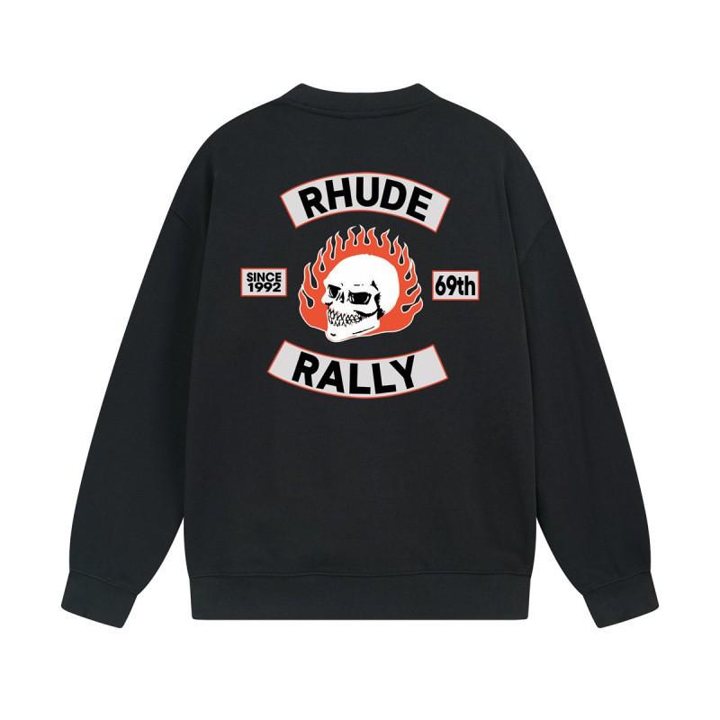 Rhude Vintage Letter Print Oversized Hoodie Men Women Casual Streetwear Sweatshirt