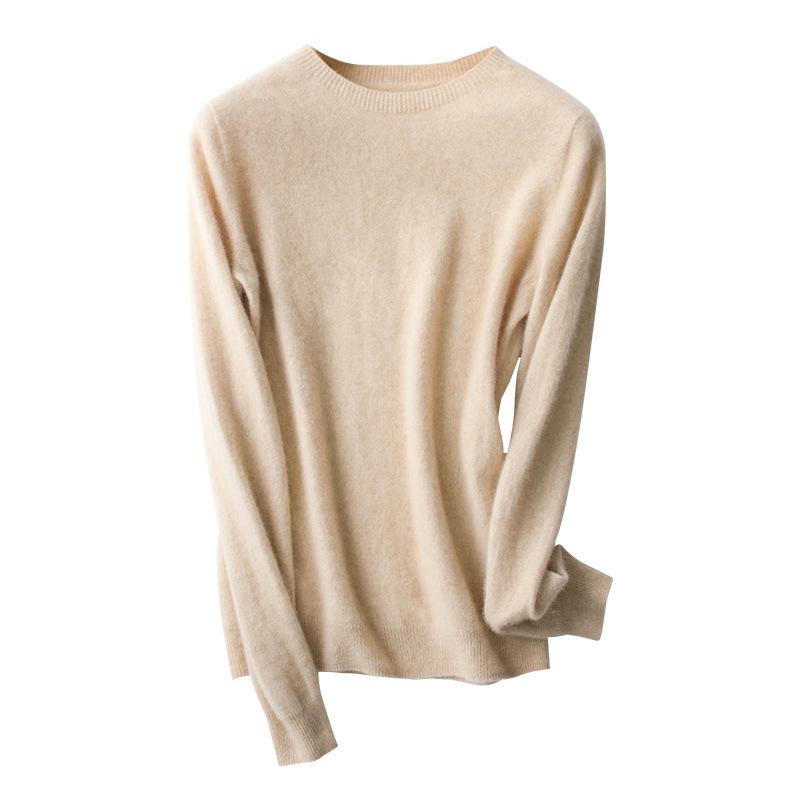 Women's 100% Pure Cashmere Round Neck Sweater, Knitted Seamless Long Sleeve - Autumn/Winter Collection.