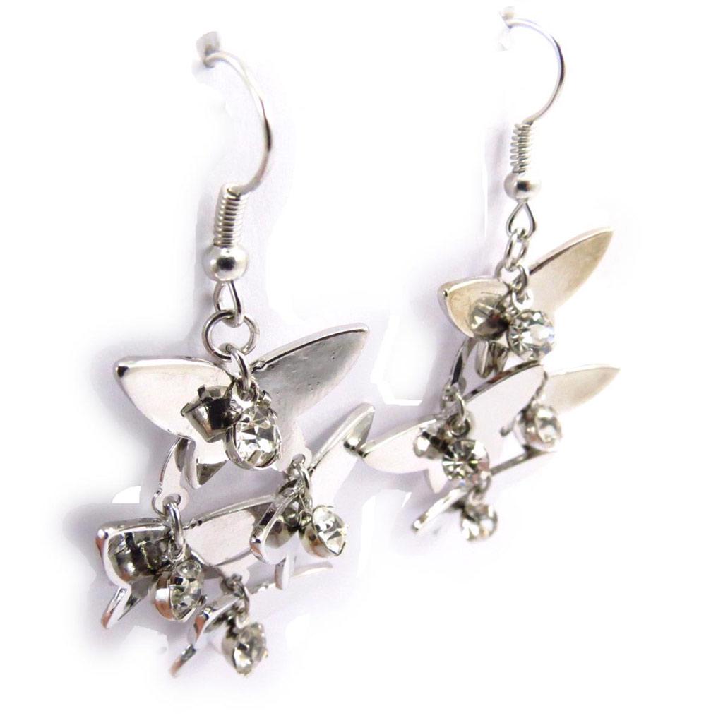 Les Trésors De Lily [J6724] - Boucles Créateur 'Papillons' argenté