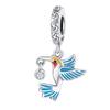 S925 Sterling Silver Hummingbird Pendant for DIY Necklace or Bracelet Accessories for Women