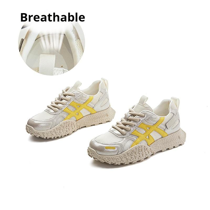 Genuine Leather Forrest Gump Shoes Thick-soled Mesh Women's Shoes Breathable Sports Shoes Lightweight Casual Comfortable Dad Shoes