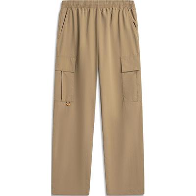 Sports Lifestyle Series Lace-Up Solid Color Straight Leg Mid-Rise Casual Pants Men Bottoms Cocoa-Brown AYKU531-3