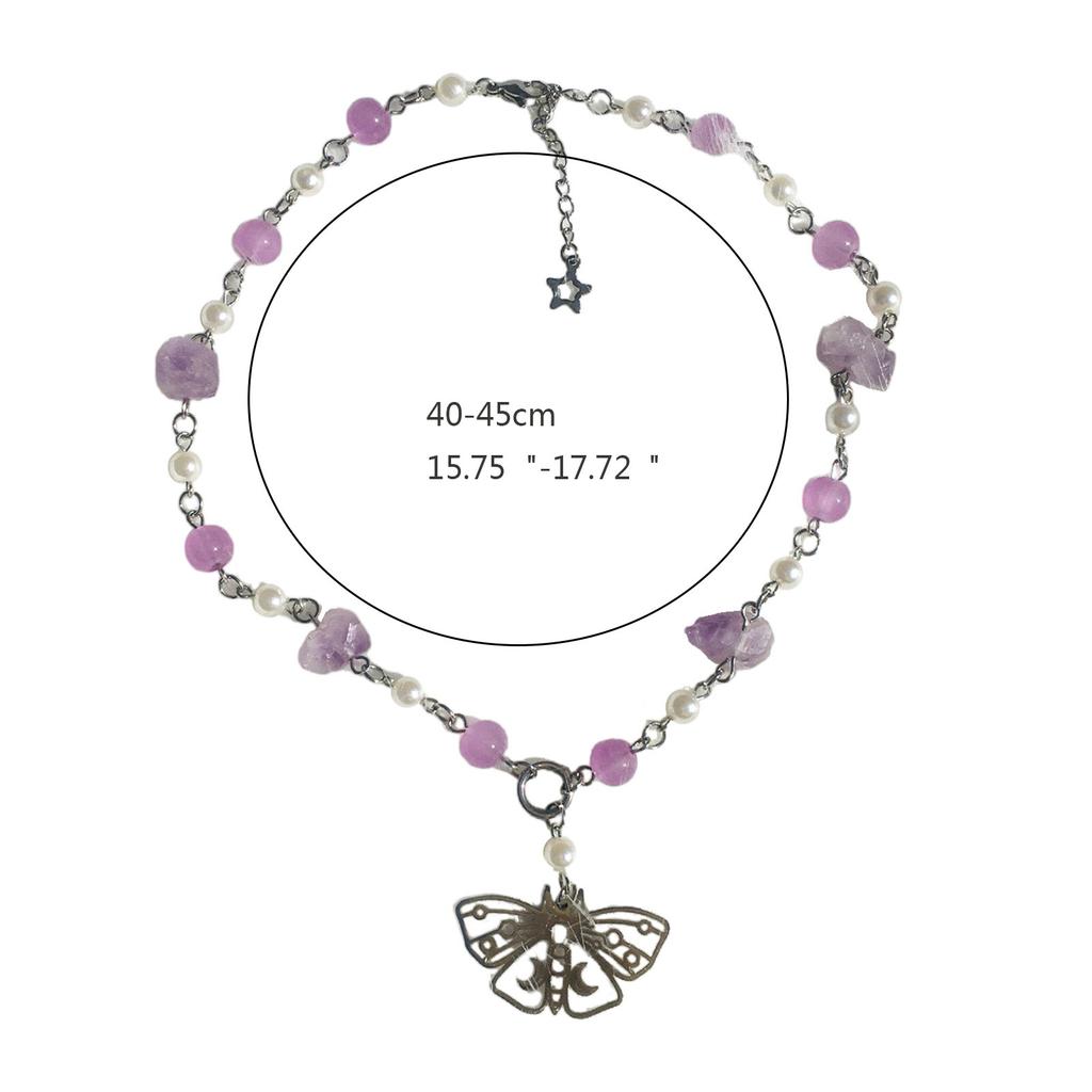 Handmade Natural Crystal Angel Necklace Butterfly Wing Pendant Necklaces Multi-Layer Tassels Choker Clavicle Chain Gift