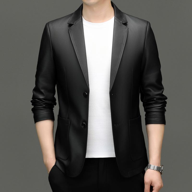 Sacou Casual din Piele pentru Bărbați 2024 – Jachetă Trendy de Primăvară/Toamnă pentru Bărbați de Vârstă Mijlocie
