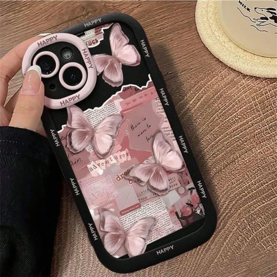 Pink Butterfly Pattern Phone Case for Samsung Galaxy A55 A35 A25 A15 5G A24 A23 A32 A52 A15 A14 A05 4G Soft Cover