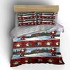 Christmas Santa and Reindeer Scene Bedding Duvet Cover Set  (1*Duvet Cover 2*Pillowcases, without duvet insert)
