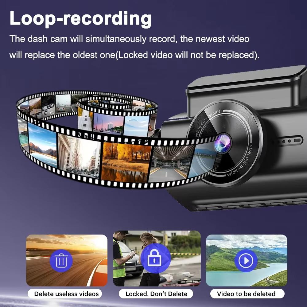 New 4 Lens Dash Cam 1080P HD Video Recorder For Car DVR 360°Auto WiFi Black Box Night Vision 24H Parking Monitor Car Assecories