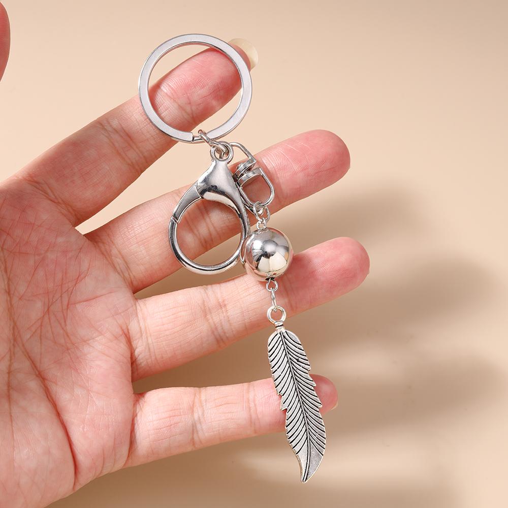 Bohemia Alloy Feather Keychain Women Girls Key Ring Pendants for Handbag Decor DIY Handmade Key Chain Jewelry Gifts