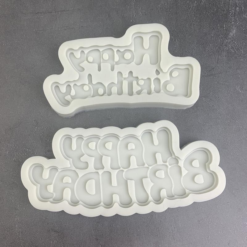 1Pc Silicone 3D Happy Birthday Mold DIY Ice Jelly Chocolate Mould English Letter Mold Bake Birthday Cake Decor Tool Mould
