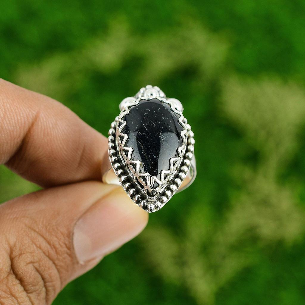 925 Silver Natural Nellite Promise Daughter Multi Stone Birthday Ring Jewelry