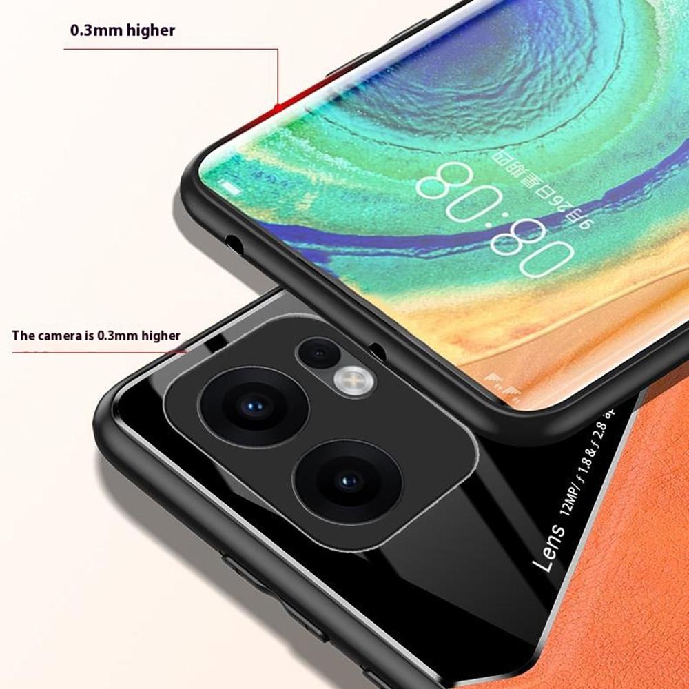 For Oppo Reno13 F 5G Case Leather Coated PC+TPU Phone Back Cover