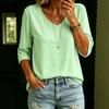 Top Donna Scollo a V Colore Unito Manica a Tre Quarti Ampio Estate 2026