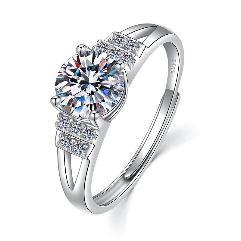 

Кольцо True Love из серебра 925 пробы, простое, трендовое, 1 каратное, открытое кольцо с четырьмя когтями, модное, двухрукое, парное, с бриллиантами opening adjustable