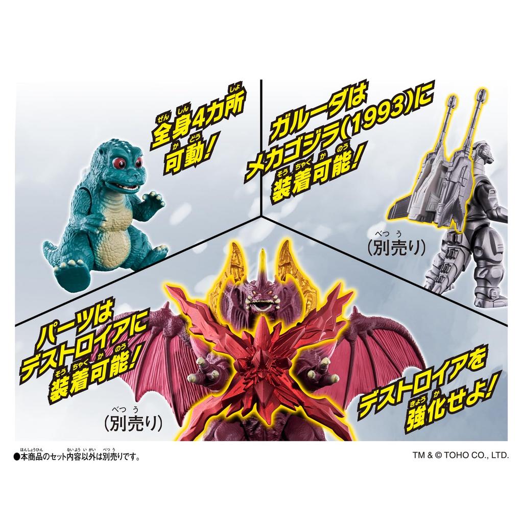 Godziburst Little Godzilla & Garuda & King Destoroyah Parts Toy Set, Ages 3+
