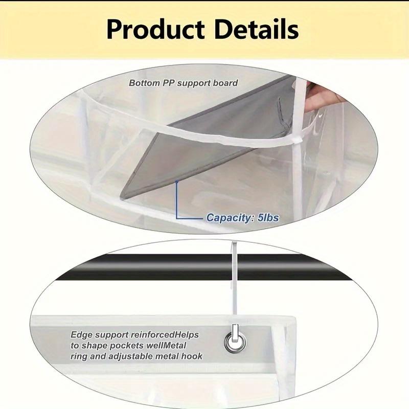 4/6-Tier Clear Window Over-the-Door Storage Organizer - Space-Saving Wall-Mounted Pocket Shelf for Cosmetics, Sundries, Bedroom, Bathroom, Office