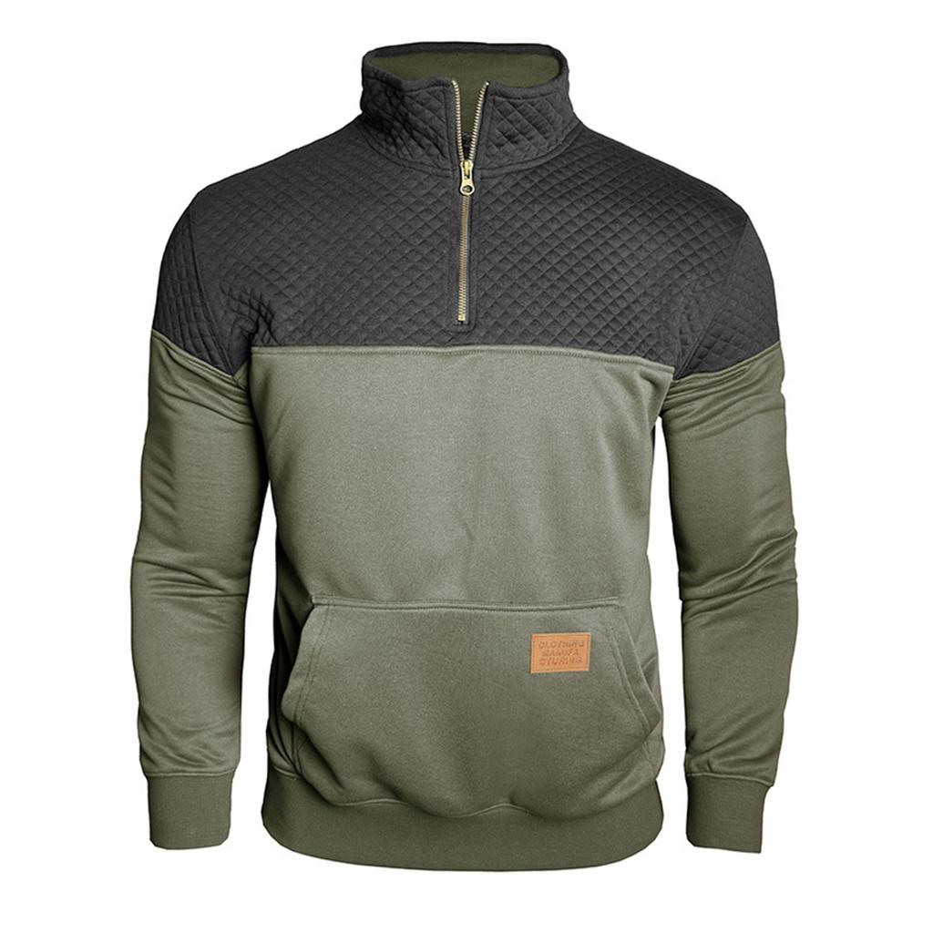 Men's Pullover Long Sleeved Stand Up Collar Sweatshirt Casual Collar Base Shirt