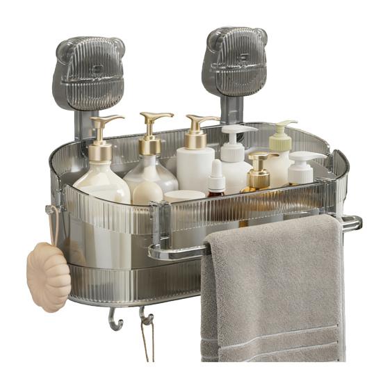 Badrumsförvaringshylla med sugkopp utan borrning Stor kapacitet Stark bärförmåga Organizer med sugkoppar och dräneringshål Avtagbar duschkorg