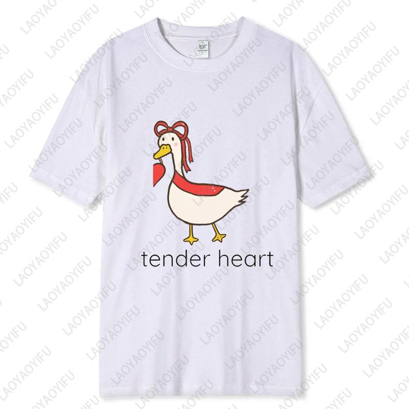 Funny Couple Cotton Tshirts Valentines Day Gift for Husband Wife Girlfriend Boyfriend Goose Tender Heart Tee Lovers Clothes