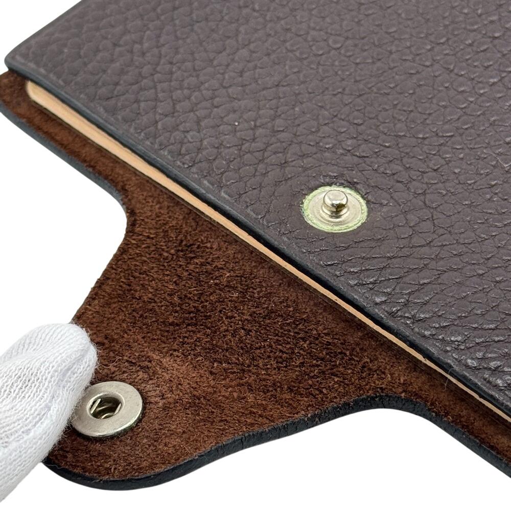 HERMES leather Uris mini Notebook cover Brown leather unisex Used