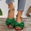 Women's Solid Color One-Strap Flat Sandals with Bow Decor, Lightweight Comfortable Design for Outdoor Casual Wear