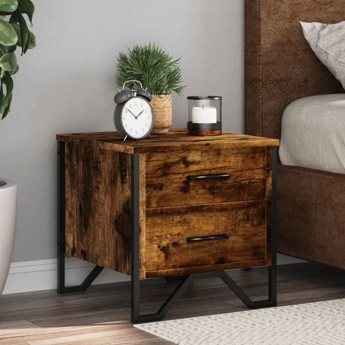 VidaXL Bedside Table Smoked Oak 40x41x40 Cm Engineered Wood, Side Table, Bedside Cabinet, Side Table for the 848508