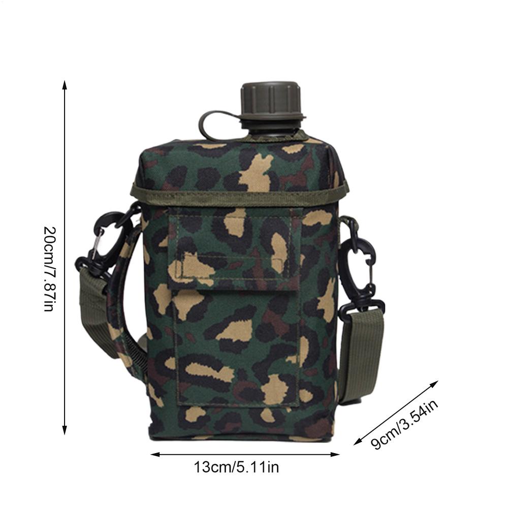 2L Outdoor-Wasserflasche - Camo Survival-Feldflasche mit Tragegurt für Wandern, Camping & Outdoor-Sport, Auslaufsichere tragbare Trinkflasche