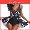 Summer Swimsuit Size Plus Womens Crane Print Split Fringed Sexy Onepiece Swimsuit S5xl